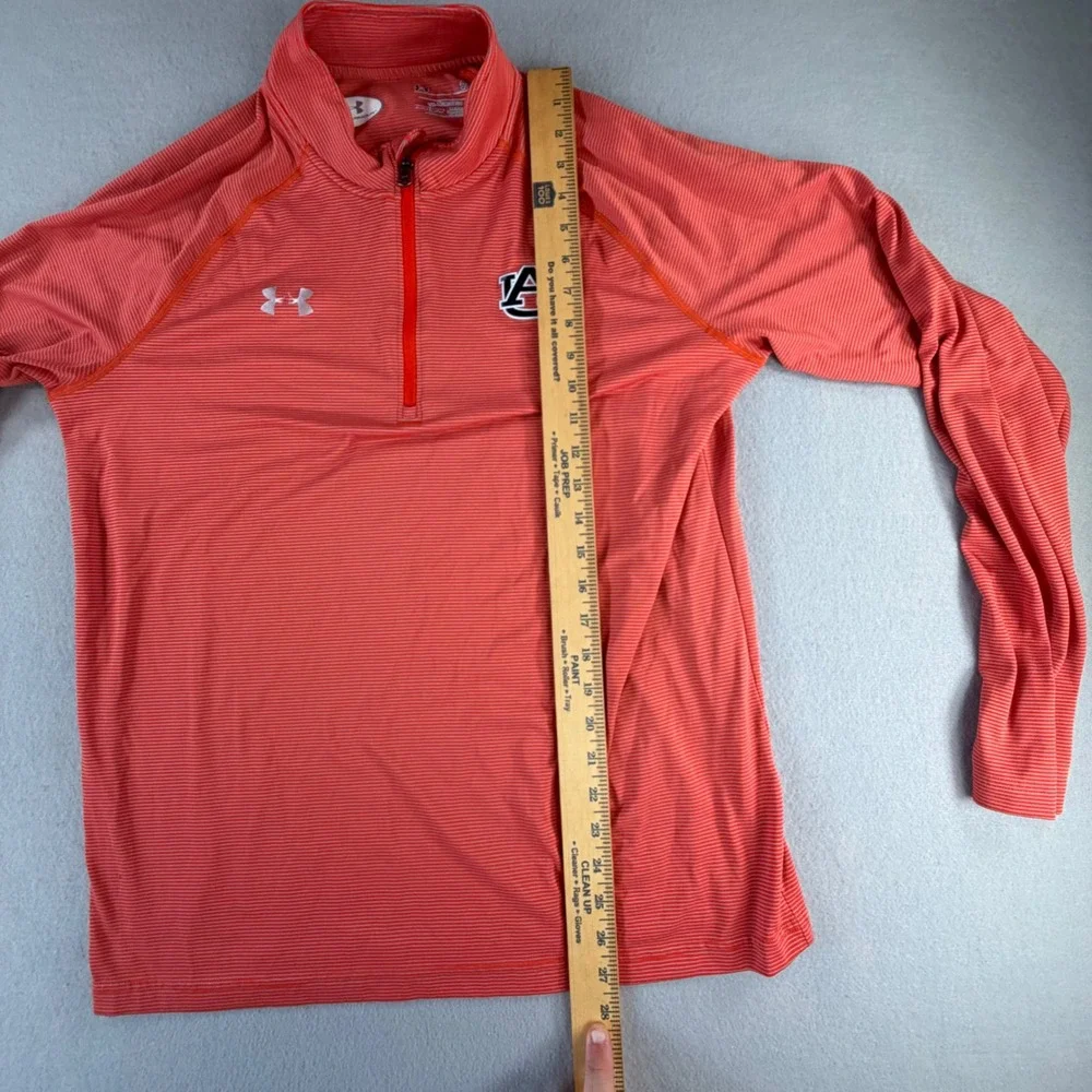 Under Armour Auburn Tigers Mens Large Orange Striped Quarter Zip Pullover Jacket